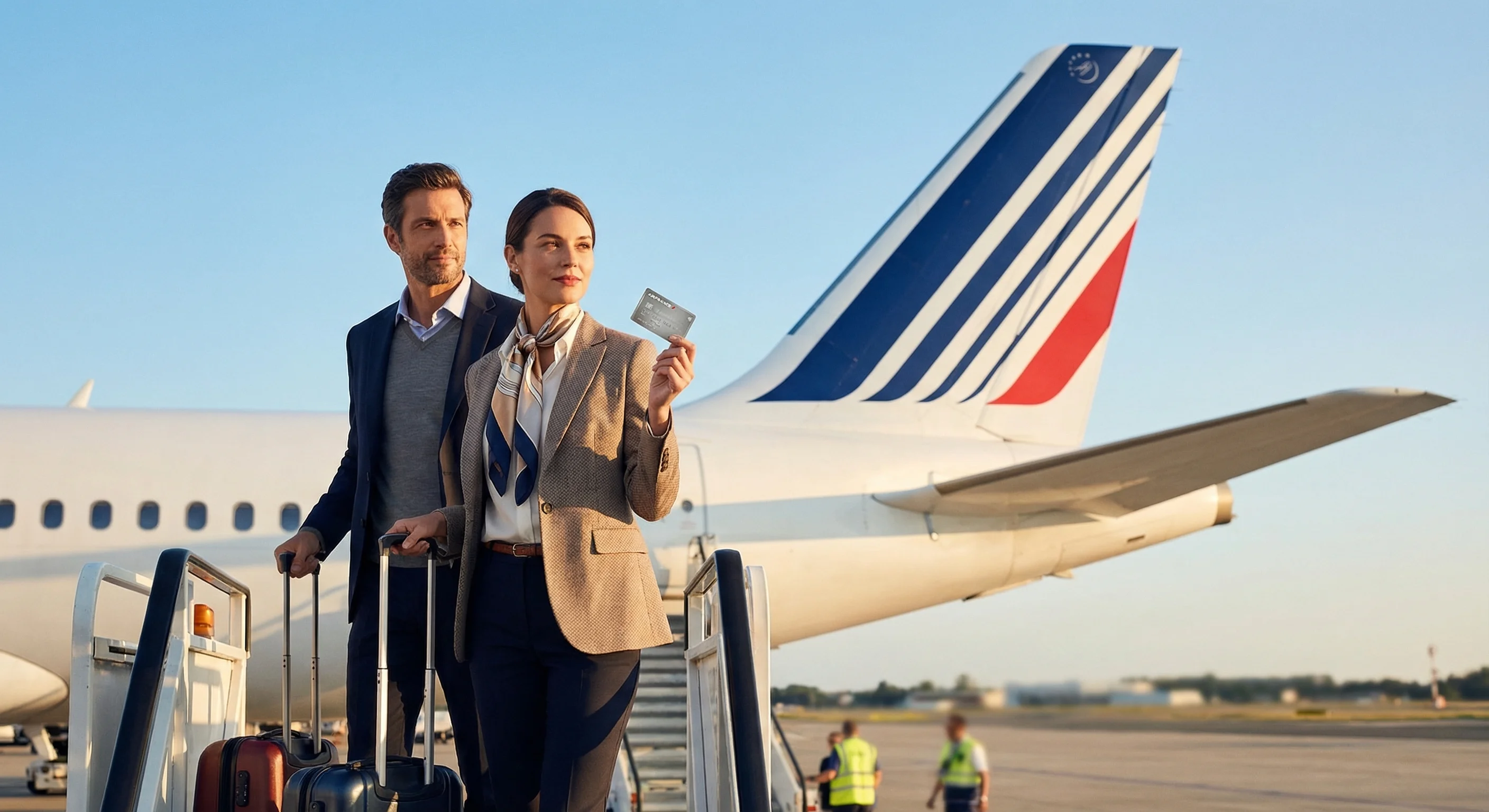 Parrainage Amex Air France 2026 — Couple embarquant dans un avion Air France avec carte American Express